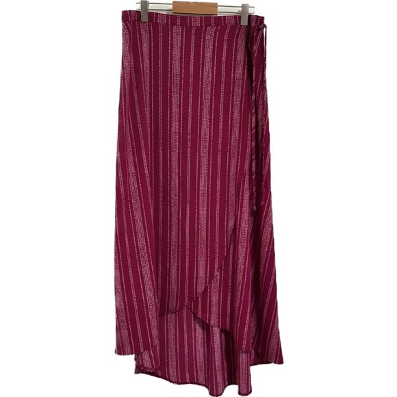 Maurices Pink and White Wrap Skirt with Faux Tie - Picture 3 of 9